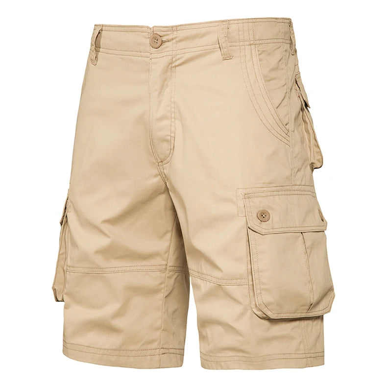 Men's Loose-Fit Multi-Pocket Shorts – Comfortable Cotton for Outdoor Adventure