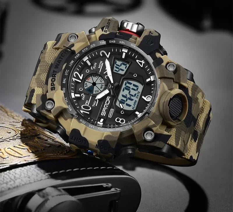 Outdoor Sports Military Watch – Camouflage LED Digital Quartz Wristwatch