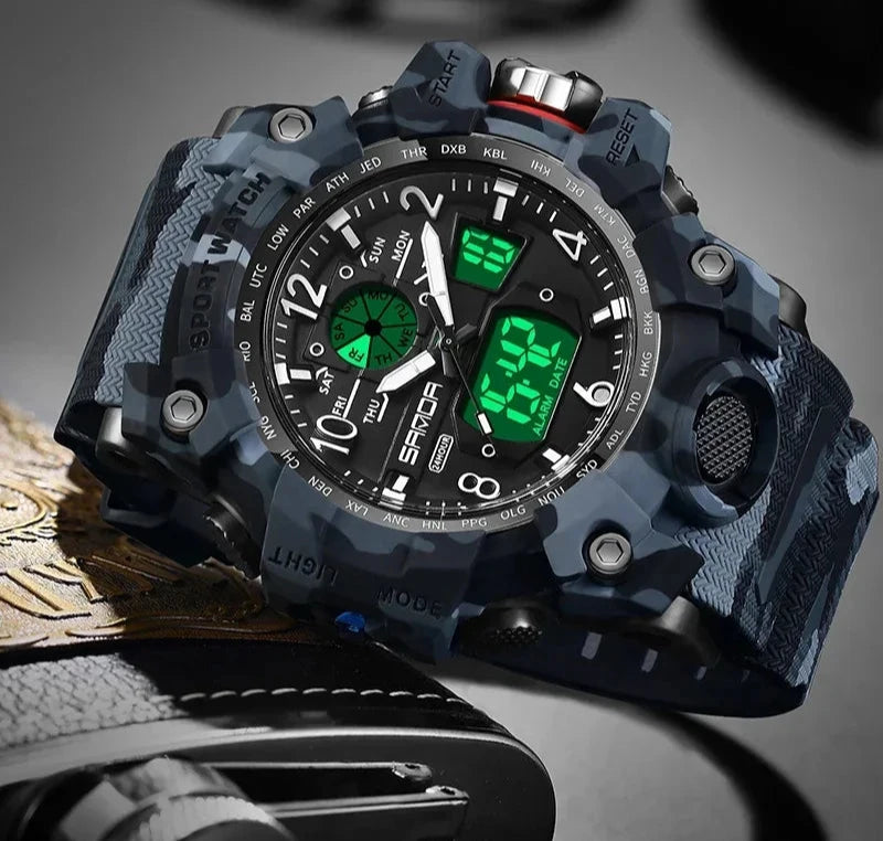 Outdoor Sports Military Watch – Camouflage LED Digital Quartz Wristwatch