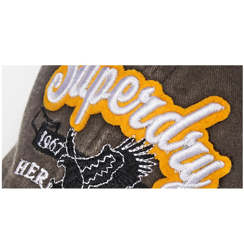 Unisex Denim Style Embroidered 'Superdry' Baseball Cap – American Retro Fashion