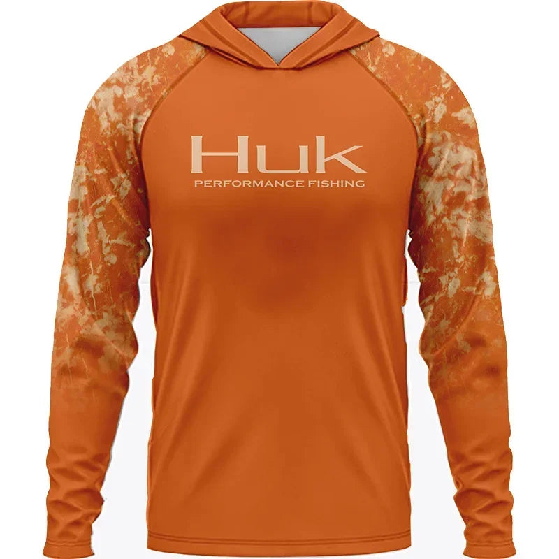 HUK Fishing Long Sleeve UPF 50+ Hooded Shirt – Ultimate Sun Protection for Anglers