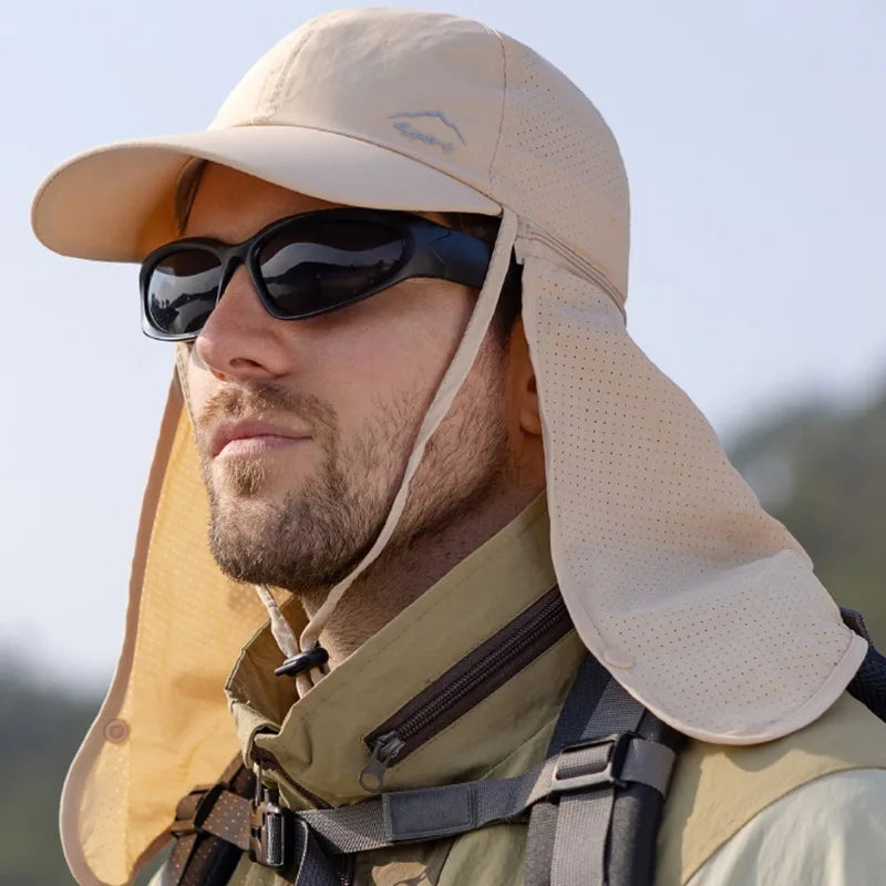 Men’s Quick-Drying Baseball Cap with Detachable Neck Protection – Ultimate Sun Protection with UPF 50+