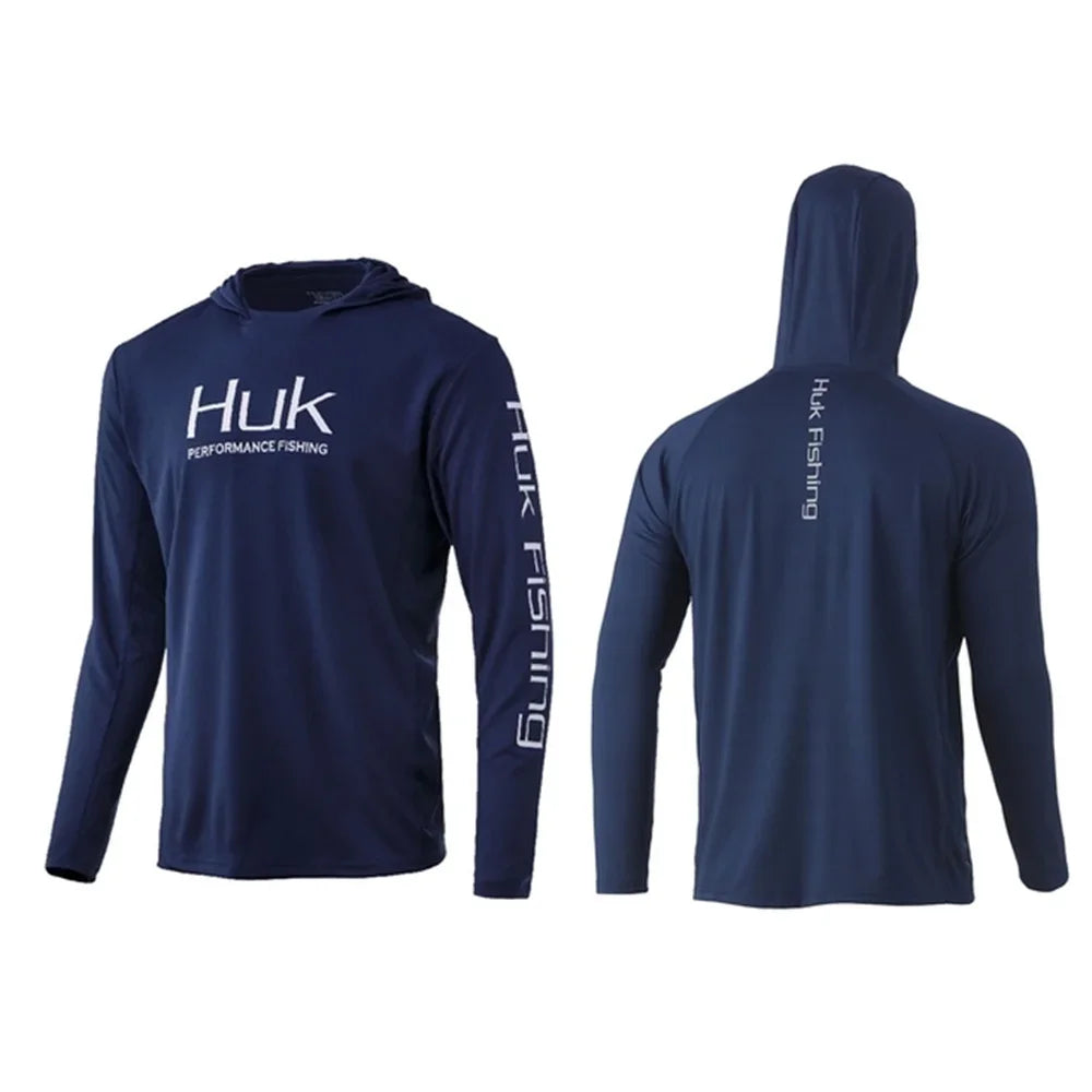 HUK Men’s UPF 50+ Hooded Fishing Shirt with hood – Premium Sun Protection for Anglers