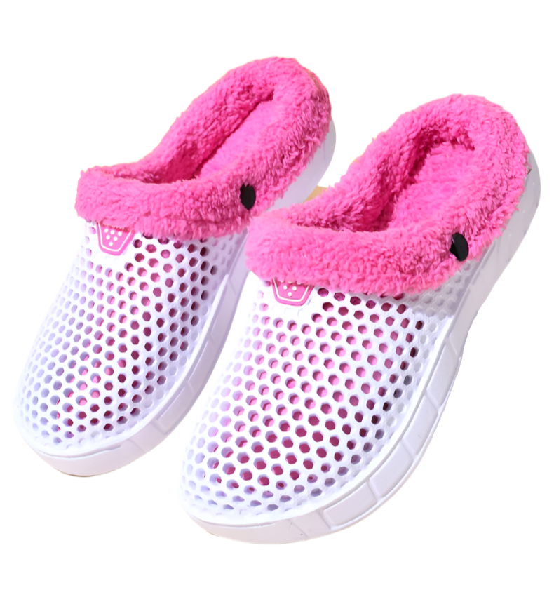Crocs Style Men's and Women's Cotton Slippers – Warm Winter Mules with Plus Velvet Lining
