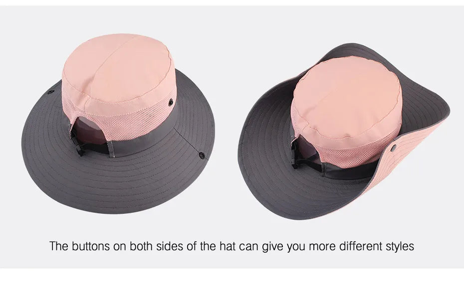Adjustable Safari Sun Hat – Wide Brim UV Protection Summer Hat with Ponytail Hole