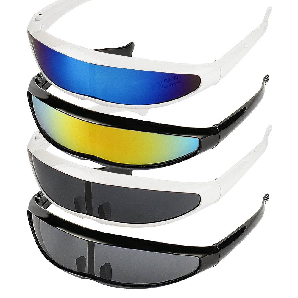 Futuristic Narrow Cyclops Sunglasses – Bold UV400 Mirrored Eyewear