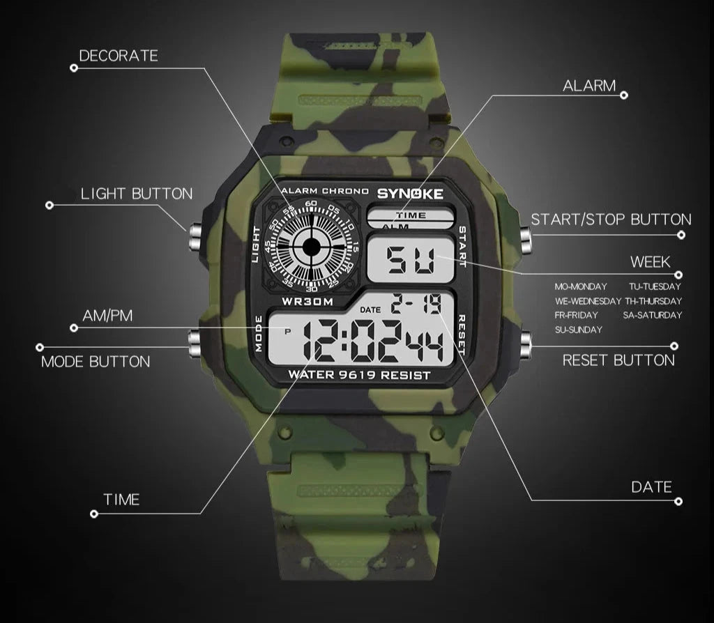 Outdoor Military Digital Watch for Men – Rugged, Fashionable & Multifunctional