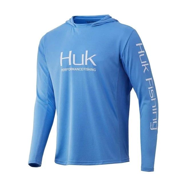 HUK Men’s UPF 50+ Hooded Fishing Shirt with hood – Premium Sun Protection for Anglers
