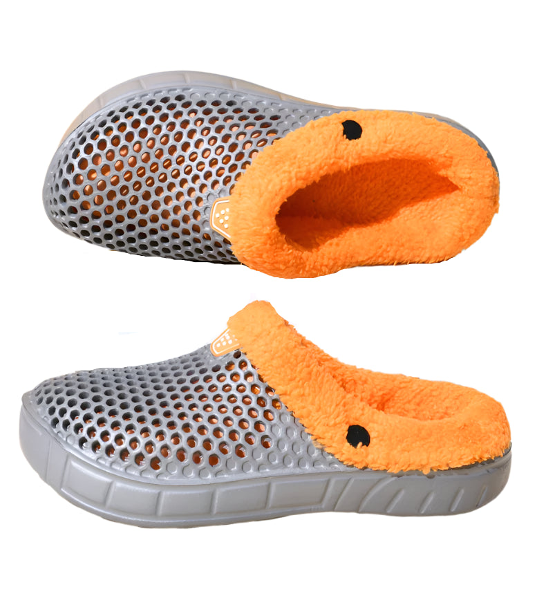 Crocs Style Men's and Women's Cotton Slippers – Warm Winter Mules with Plus Velvet Lining