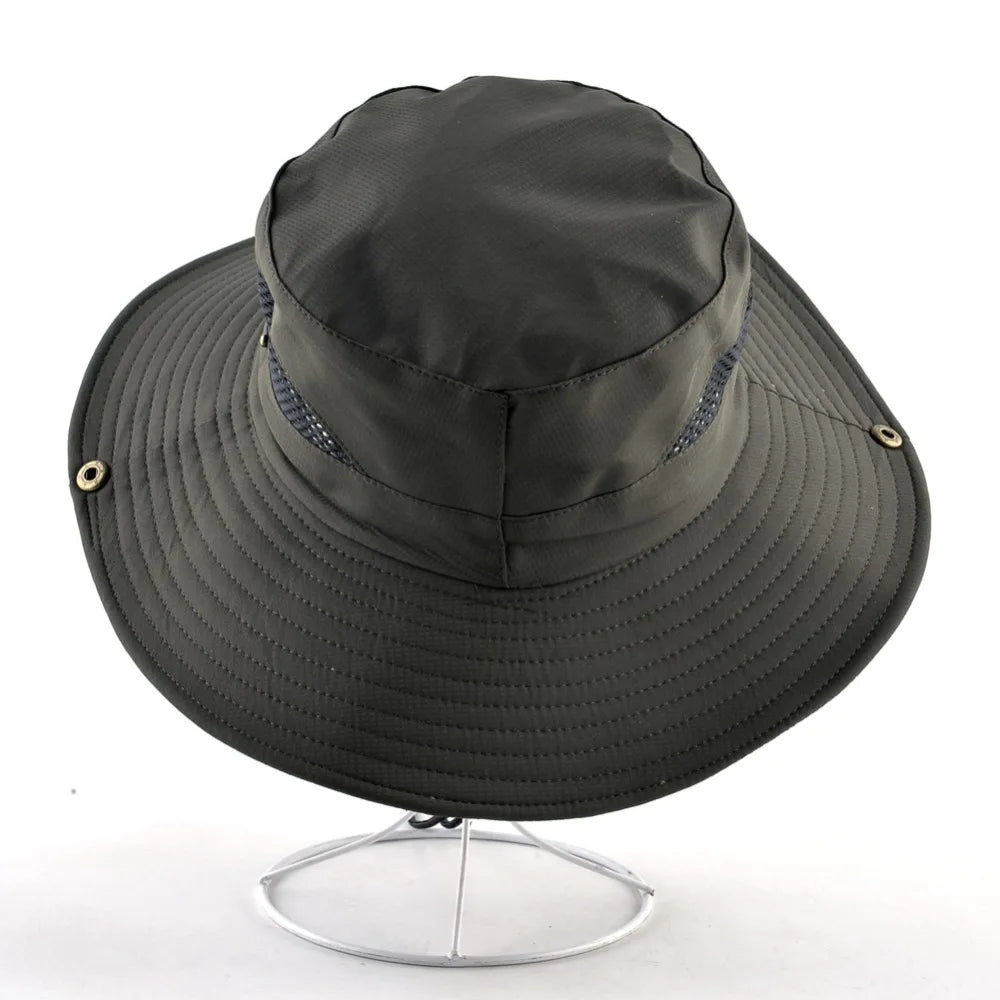 Solid Color Sun Hat – Wide Brim Anti-UV Fishing & Beach Cap for Men and Women