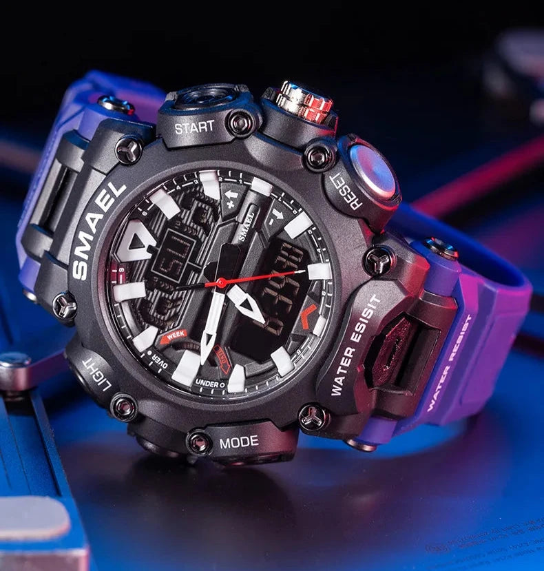 SMAEL Sports Watch – Waterproof, Digital & Analog Dual Display