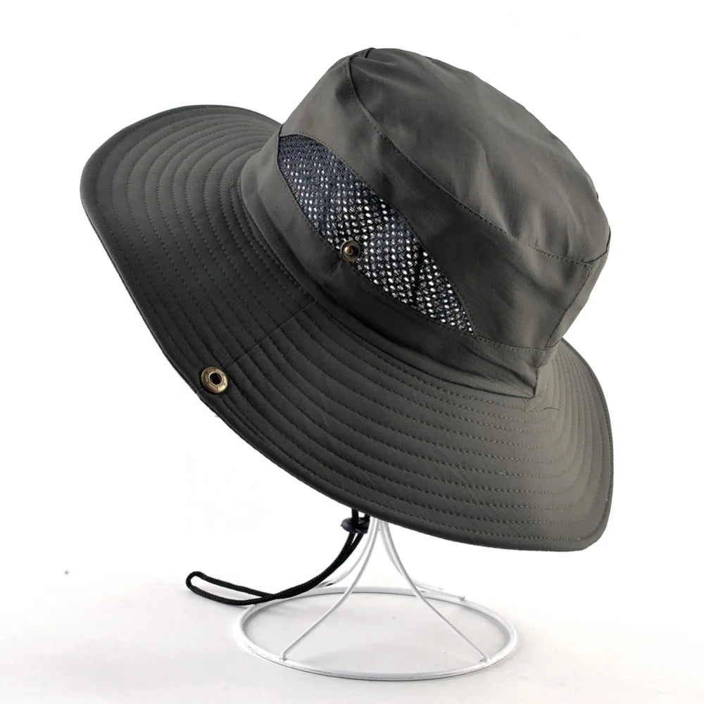 Solid Color Sun Hat – Wide Brim Anti-UV Fishing & Beach Cap for Men and Women