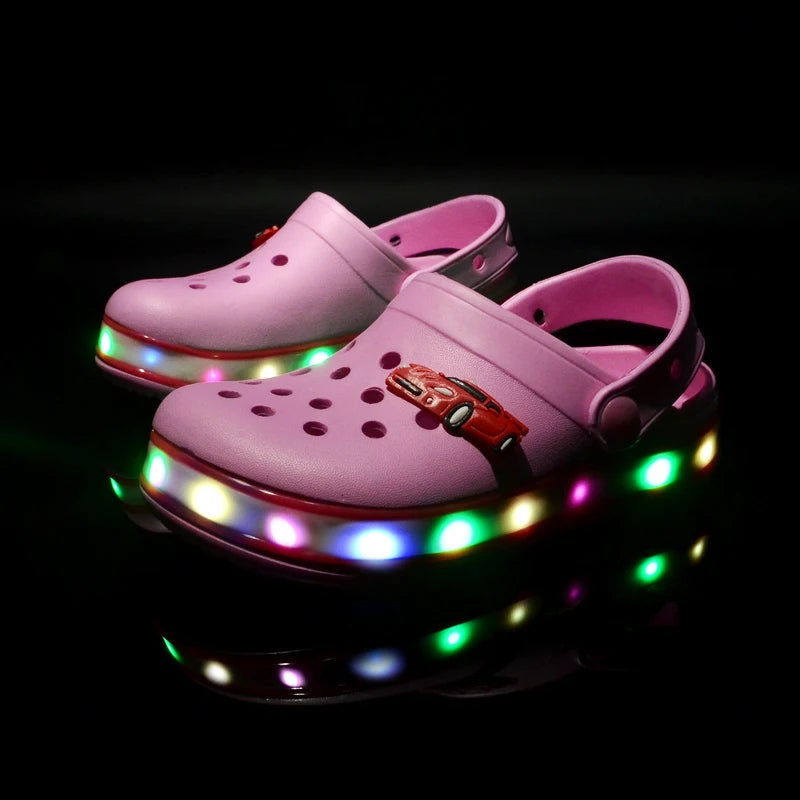 LED Light-Up Kids' Crocs Style Hole Sandals – Breathable & Waterproof Summer Shoes