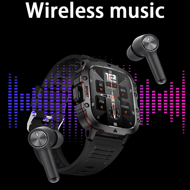 Rugged Military Smartwatch – Large Display, AI Voice, and Bluetooth Calling