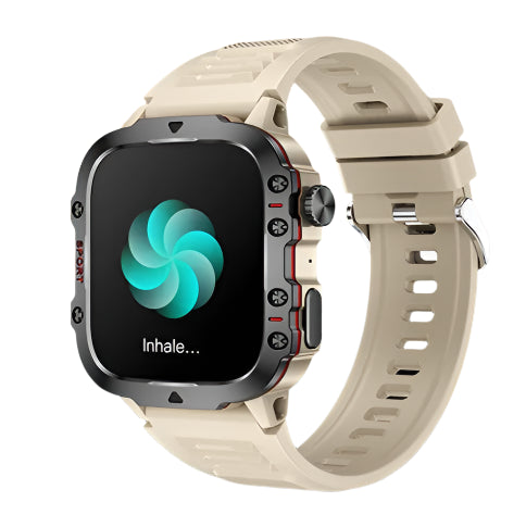 Rugged Military Smartwatch – Large Display, AI Voice, and Bluetooth Calling