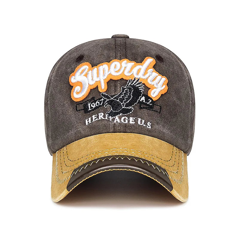 Unisex Denim Style Embroidered 'Superdry' Baseball Cap – American Retro Fashion