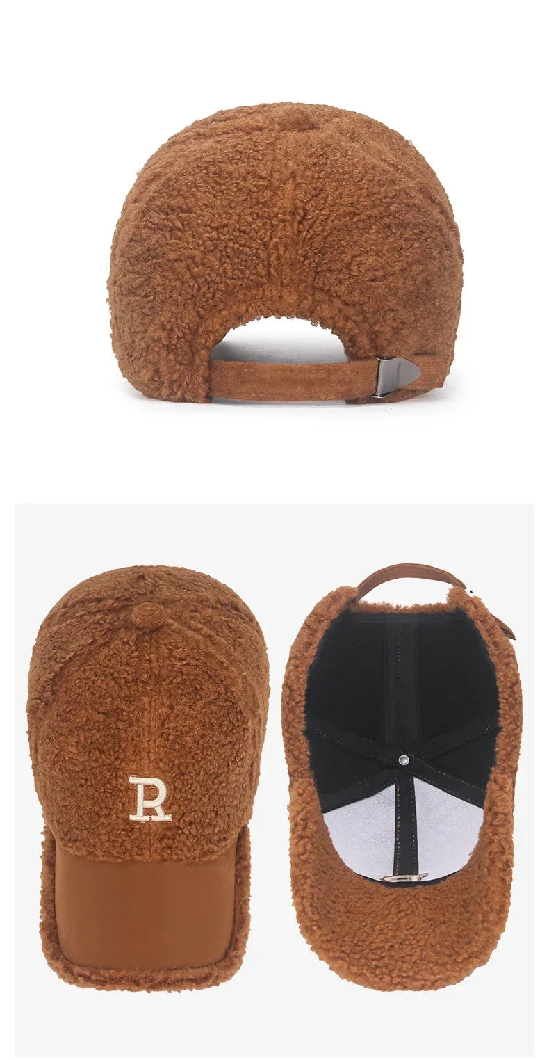 Winter Lamb Wool Baseball Cap – Cozy and Trendy for Women