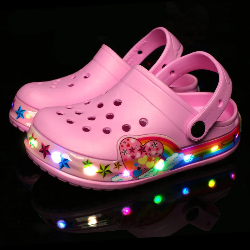 LED Light-Up Kids' Crocs Style Hole Sandals – Breathable & Waterproof Summer Shoes