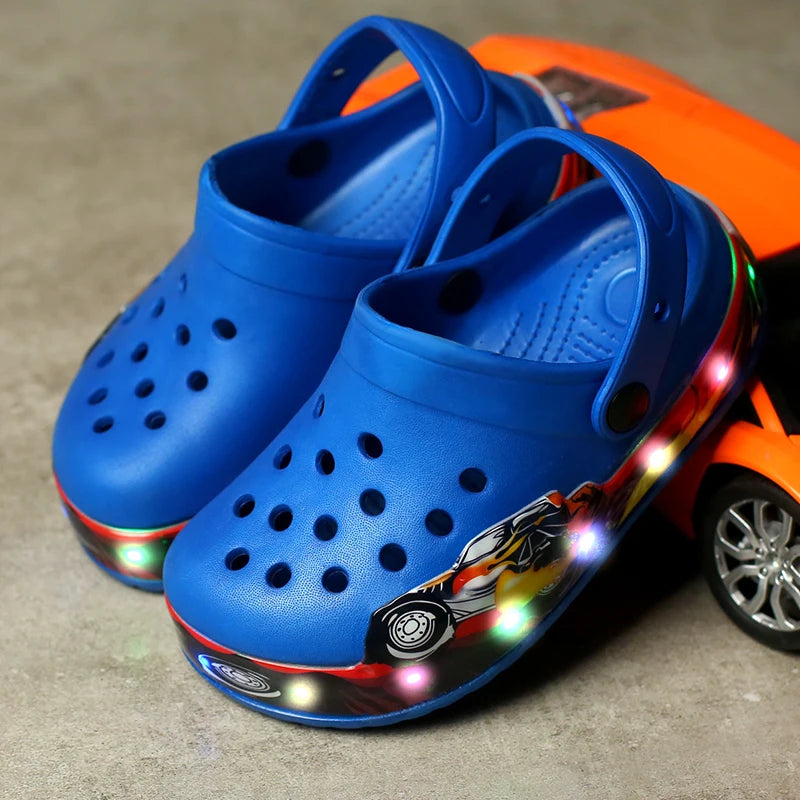 LED Light-Up Kids' Crocs Style Hole Sandals – Breathable & Waterproof Summer Shoes