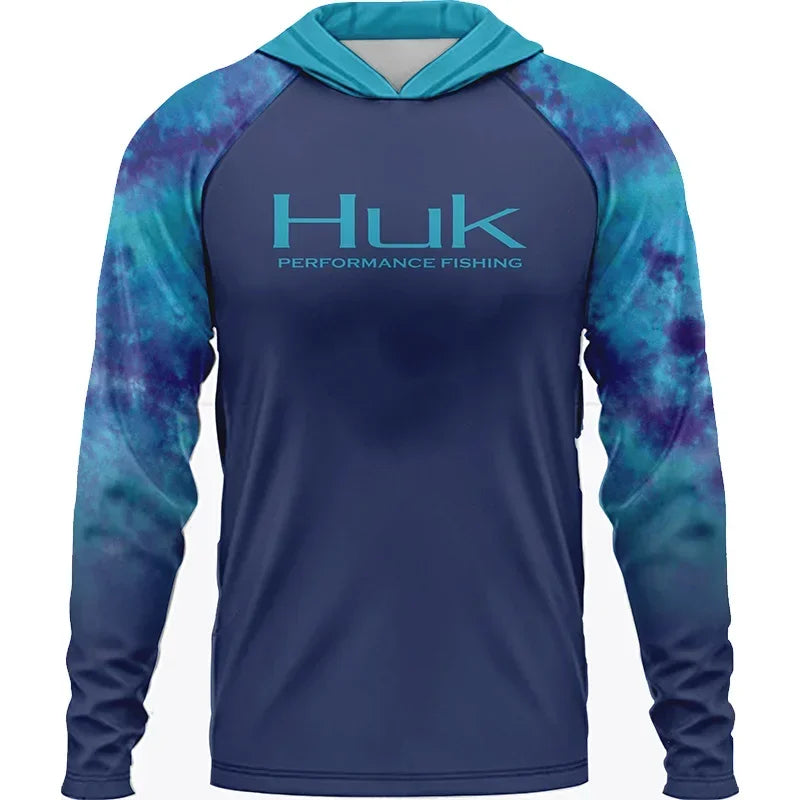 HUK Fishing Long Sleeve UPF 50+ Hooded Shirt – Ultimate Sun Protection for Anglers