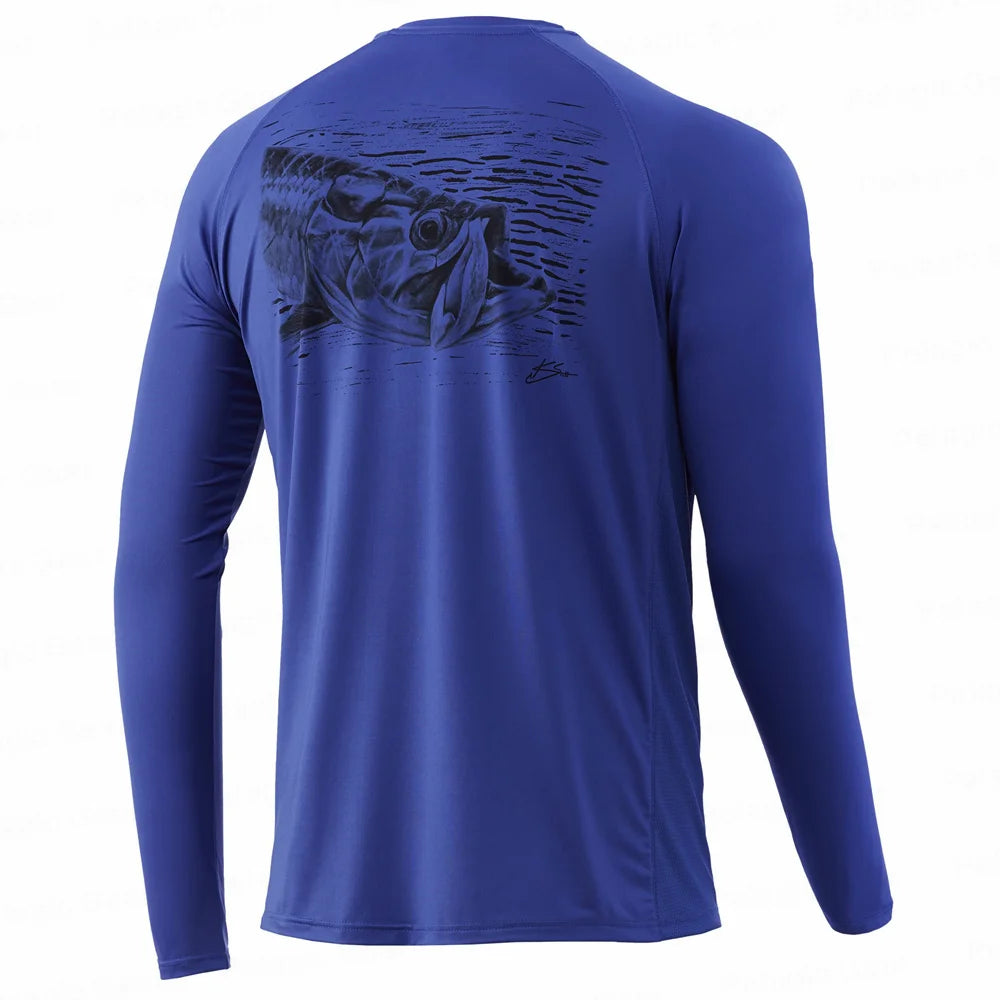 UPF 50+ Hooded Fishing Shirt with Fish Motif – Style Meets Performance
