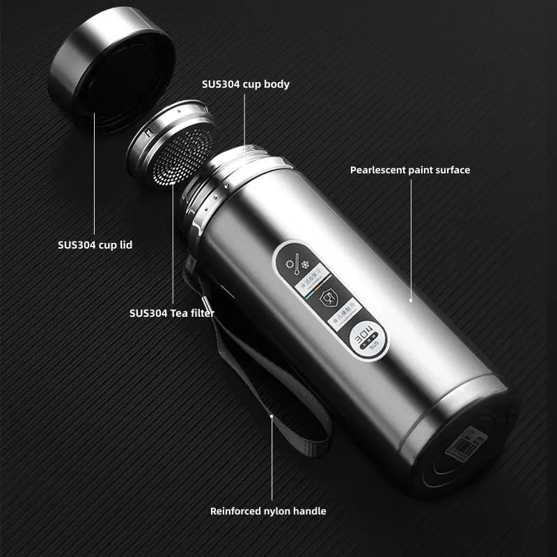 500ML-1L Stainless Steel Thermos Bottle with LED Display