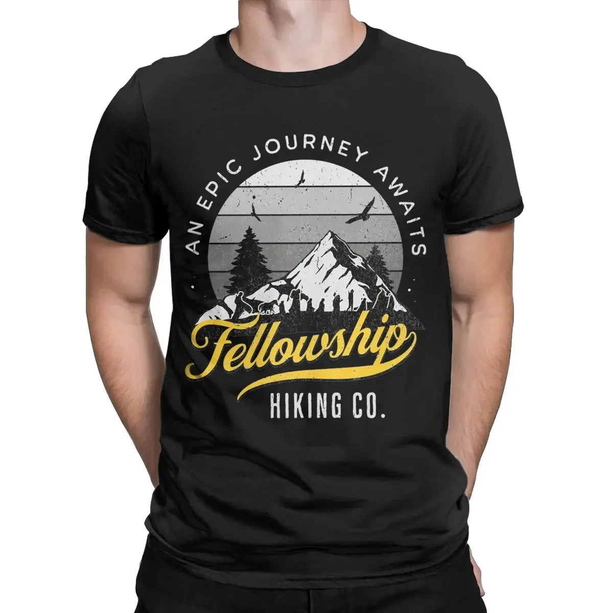 Men's Fellowship Hiking Co. T-Shirt – Pure Cotton Crew Neck for Adventure Lovers