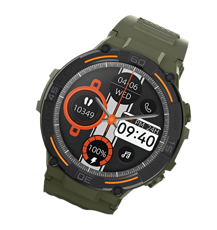Outdoor Military Rugged Smartwatch – GPS, Bluetooth Calls & Fitness Tracking