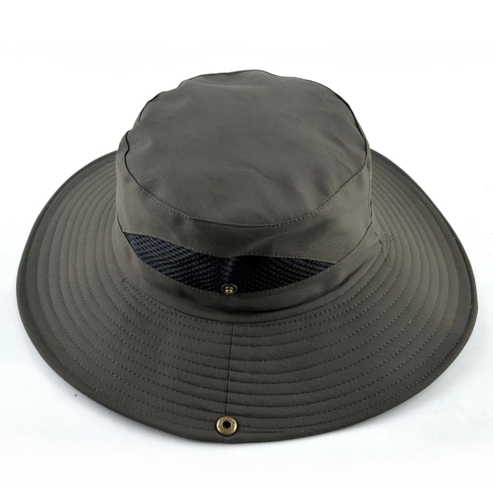 Solid Color Sun Hat – Wide Brim Anti-UV Fishing & Beach Cap for Men and Women