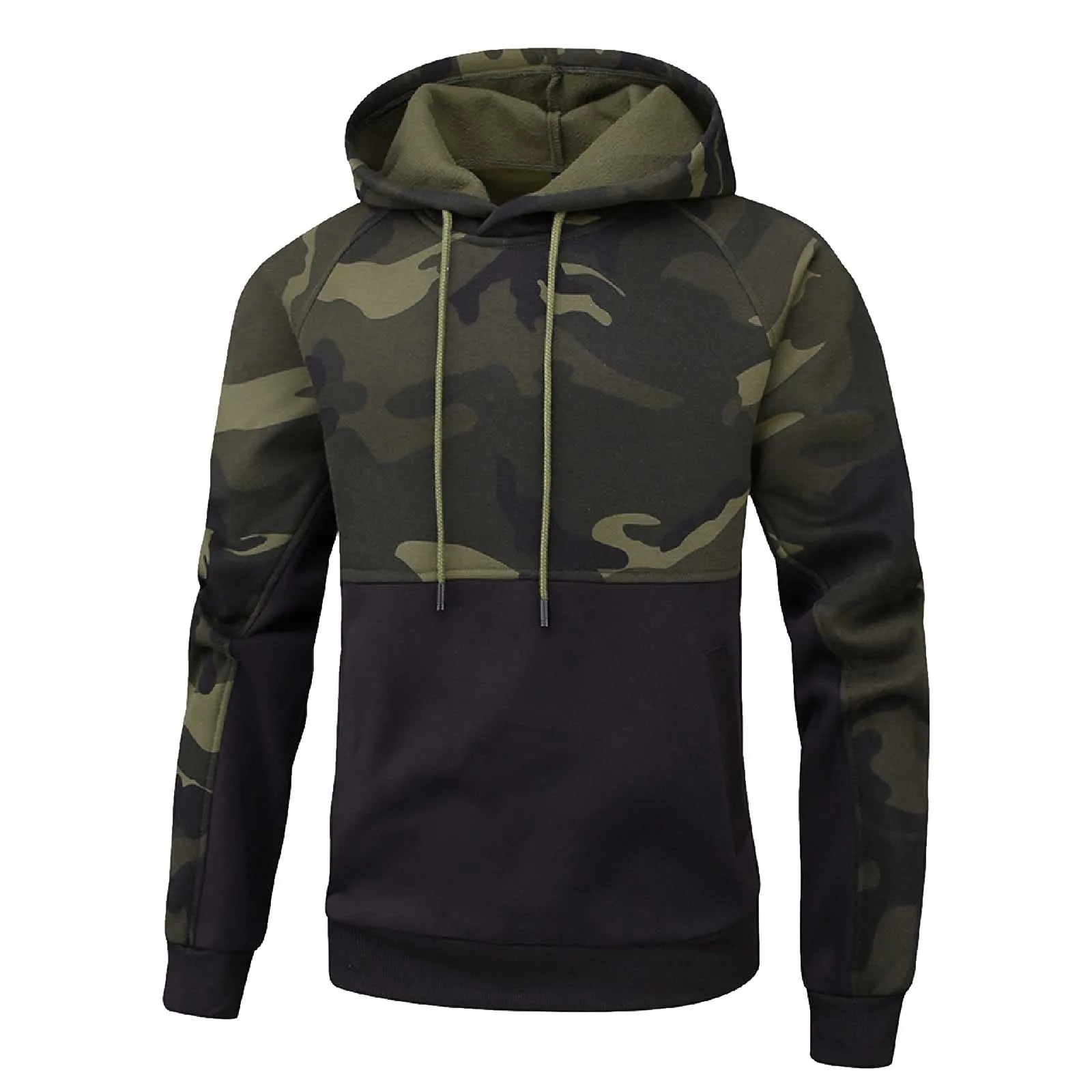 Men's Camouflage Patchwork Hoodie – Stylish & Functional