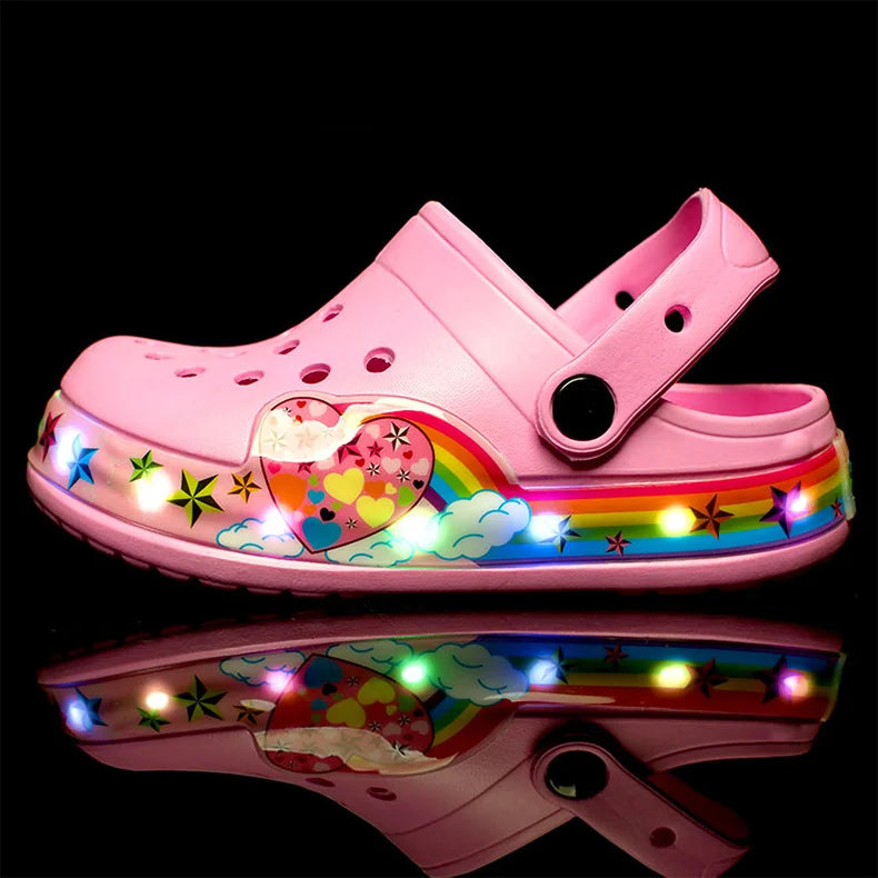 LED Light-Up Kids' Crocs Style Hole Sandals – Breathable & Waterproof Summer Shoes