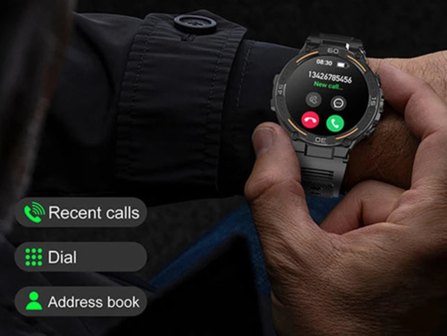 Outdoor Military Rugged Smartwatch – GPS, Bluetooth Calls & Fitness Tracking