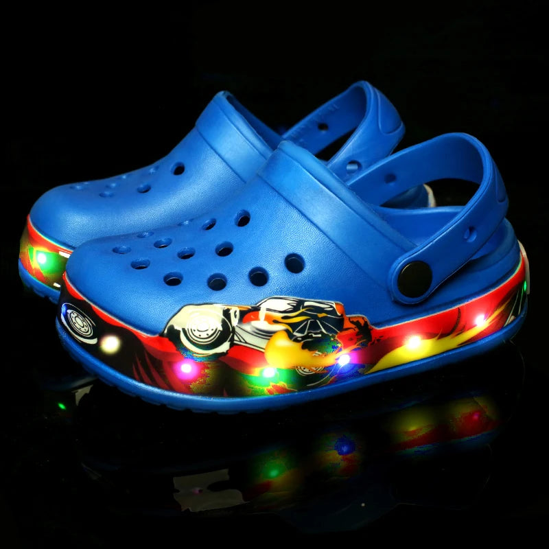 LED Light-Up Kids' Crocs Style Hole Sandals – Breathable & Waterproof Summer Shoes