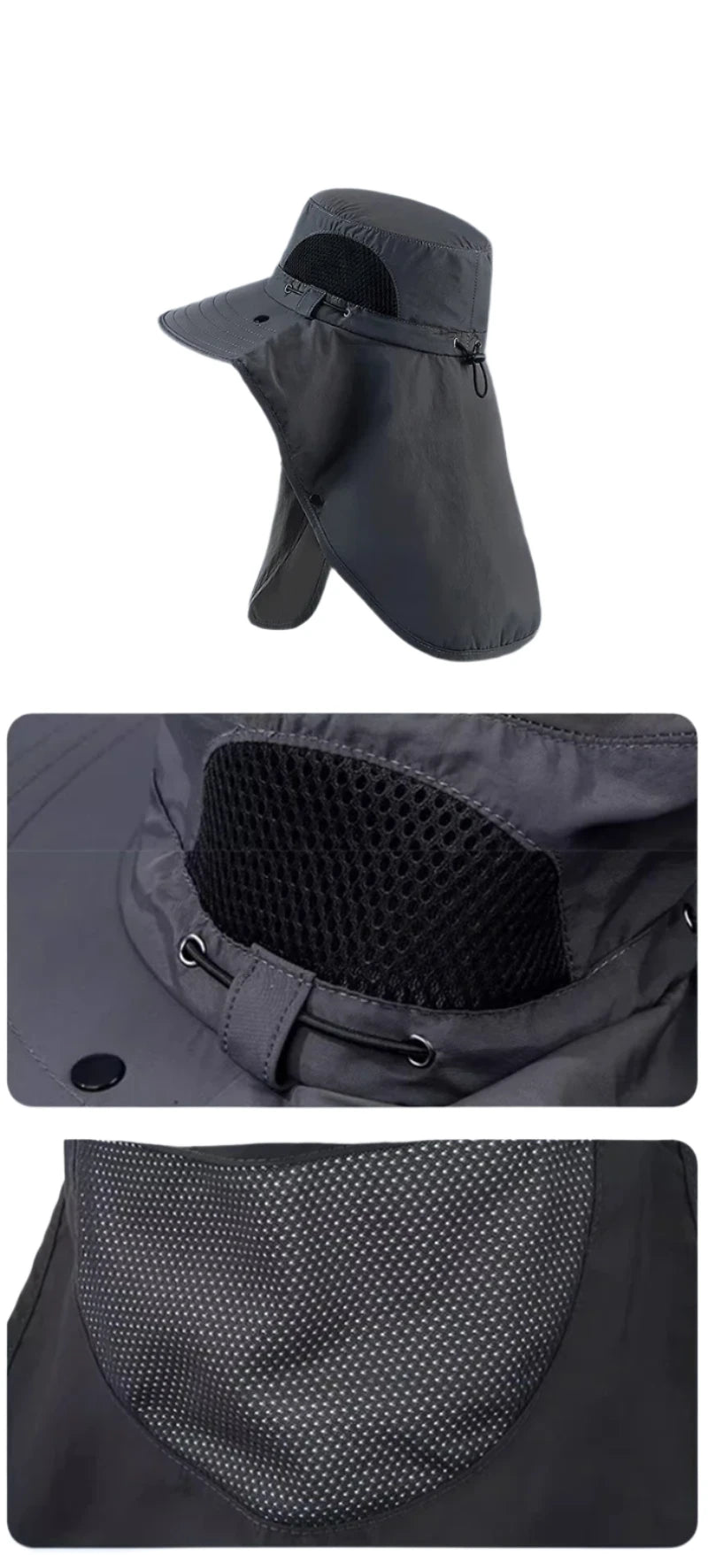 Wide Brim Fisherman Hat with Neck and Lower Face Cover – Breathable Fabric for Outdoor Protection