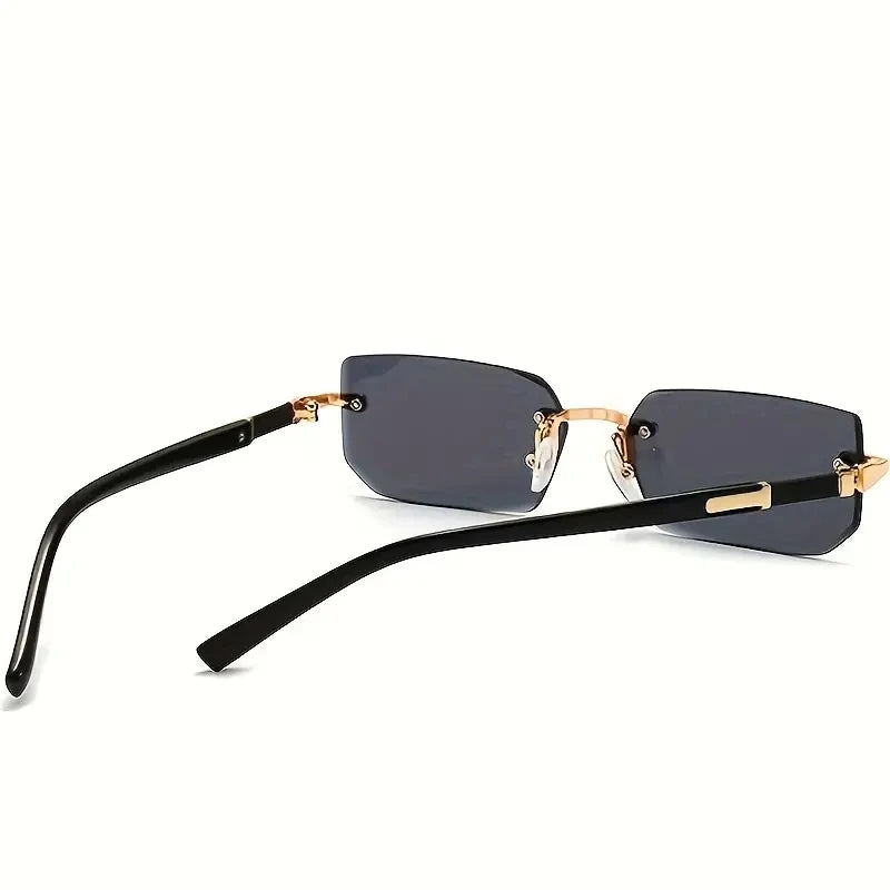 Rimless Rectangle Sunglasses – Trendy Small Square Shades for Men & Women