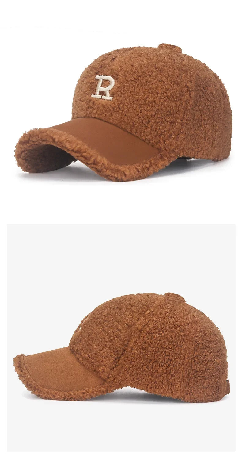 Winter Lamb Wool Baseball Cap – Cozy and Trendy for Women