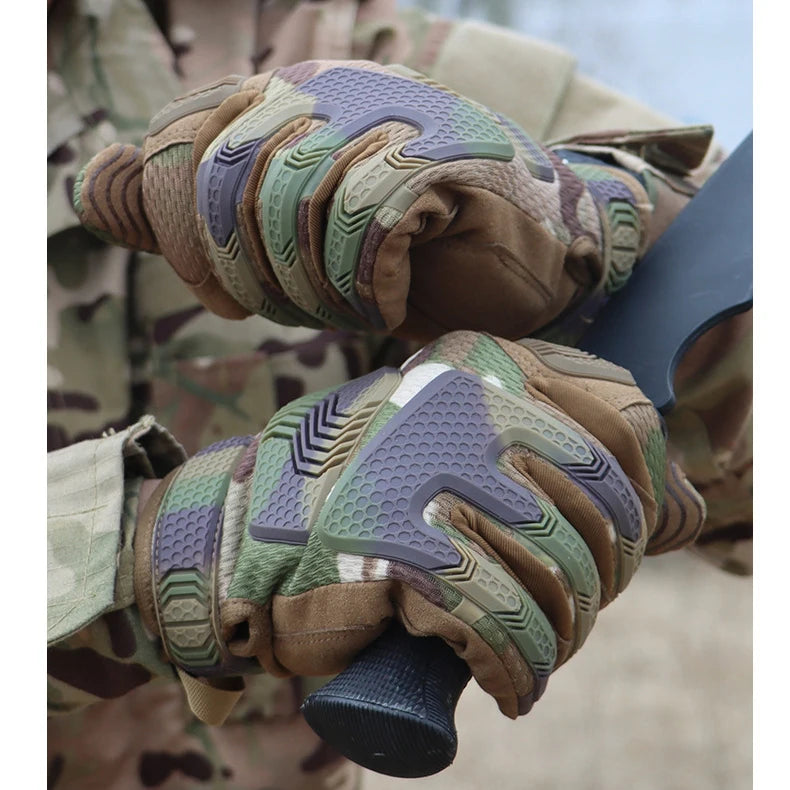 Tactical Airsoft Combat Gloves – Protective Full-Finger Camo Gloves with Touch Screen Compatibility