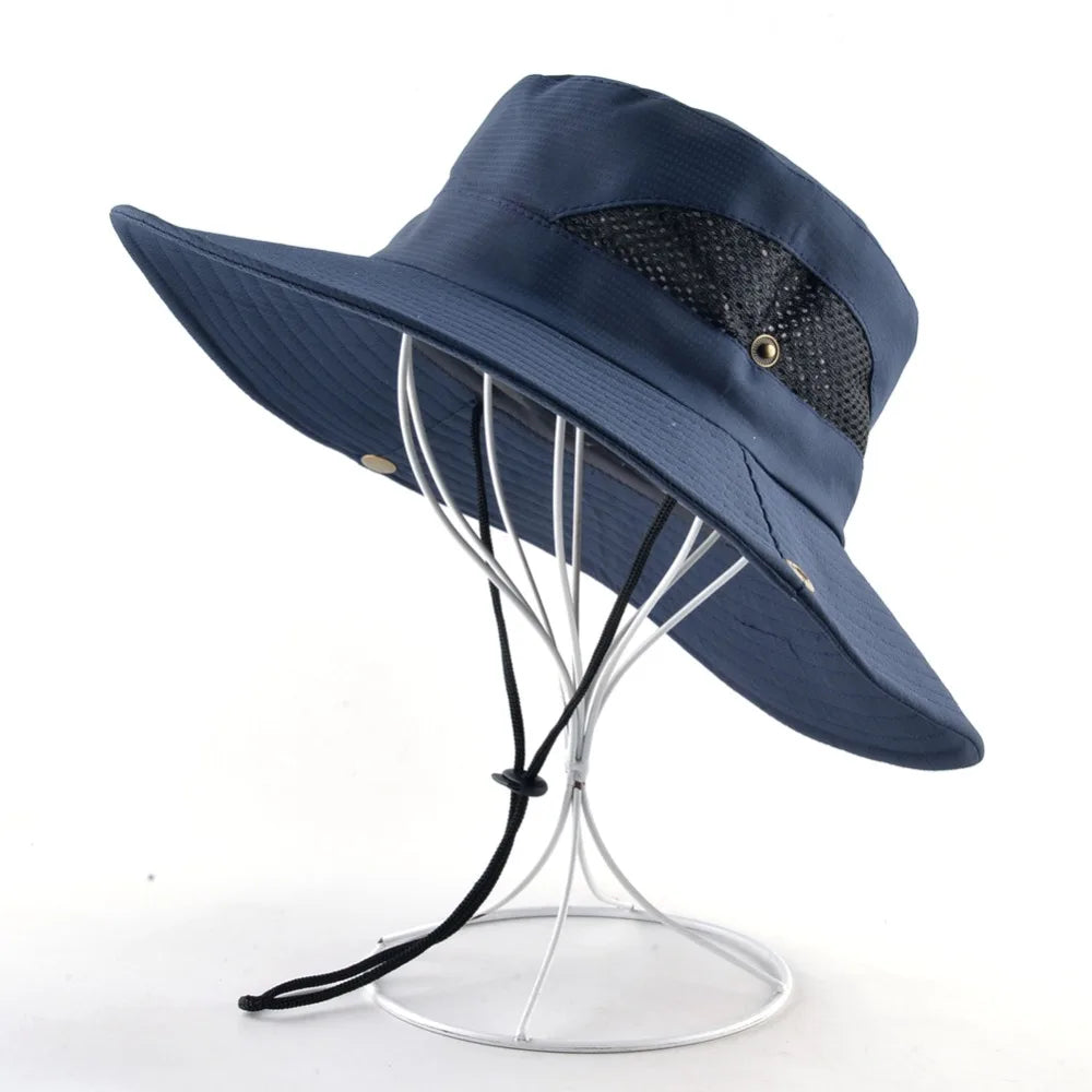 Solid Color Sun Hat – Wide Brim Anti-UV Fishing & Beach Cap for Men and Women