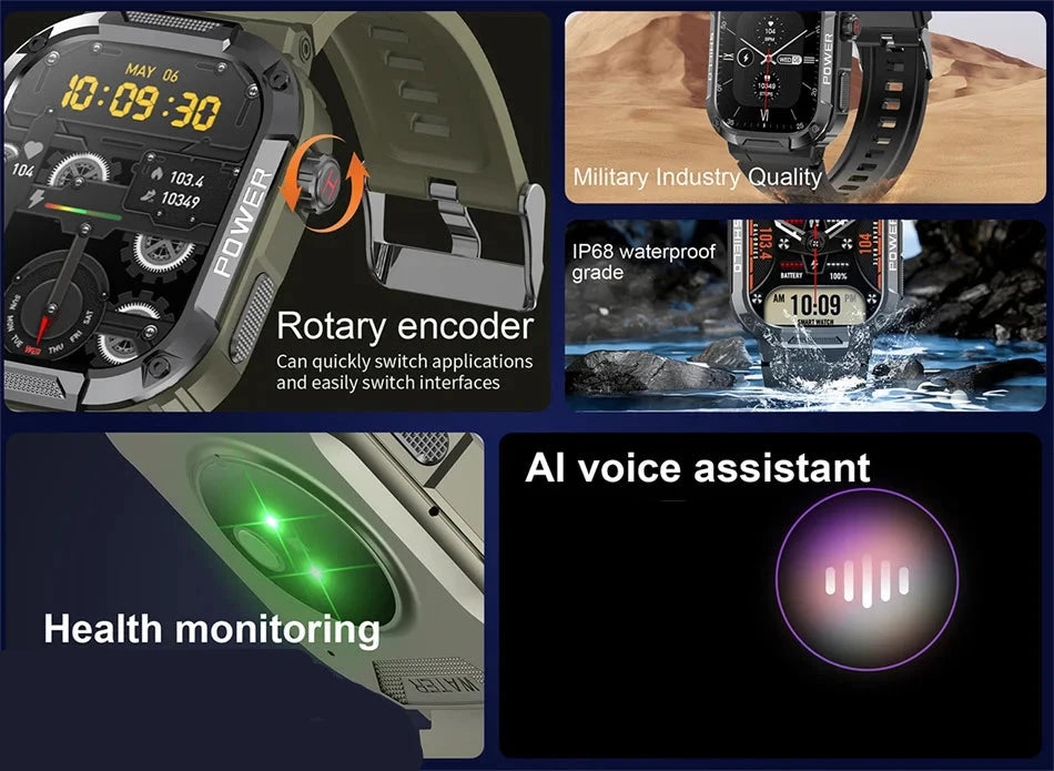 2024 Military-Grade Smartwatch – Rugged, Waterproof, and Ready for Action
