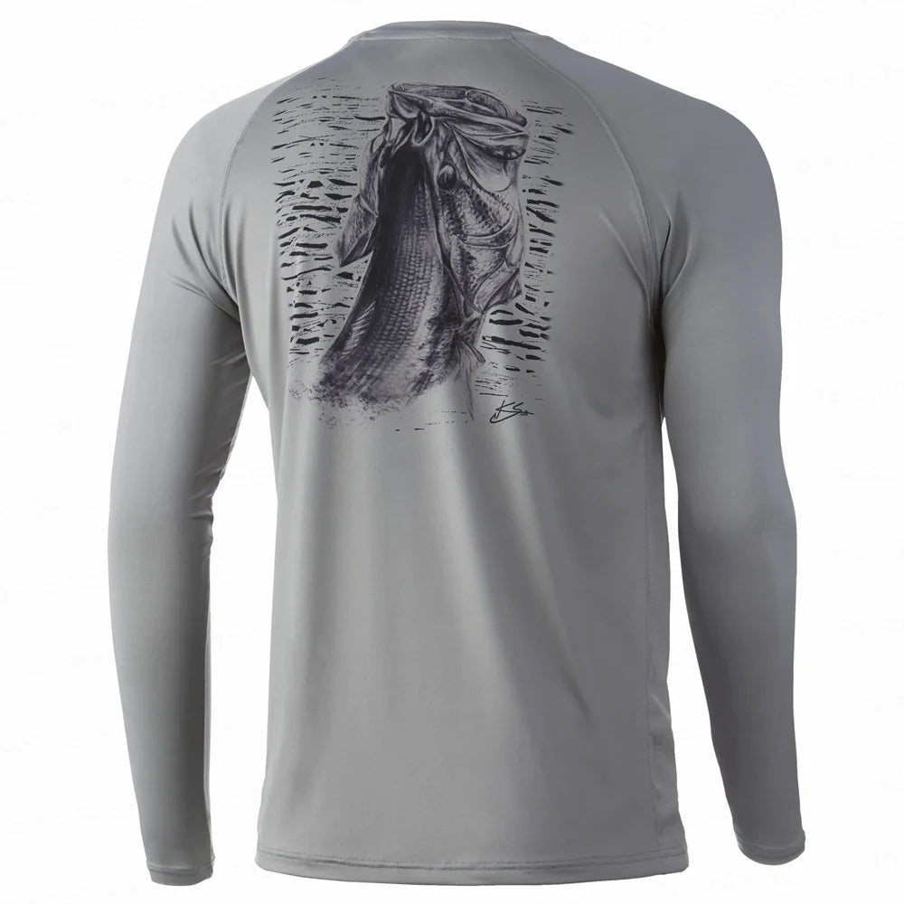 UPF 50+ Hooded Fishing Shirt with Fish Motif – Style Meets Performance