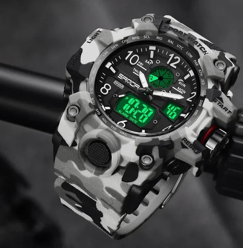 Outdoor Sports Military Watch – Camouflage LED Digital Quartz Wristwatch