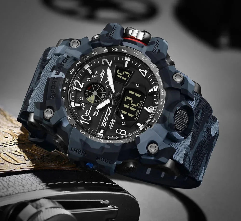 Outdoor Sports Military Watch – Camouflage LED Digital Quartz Wristwatch