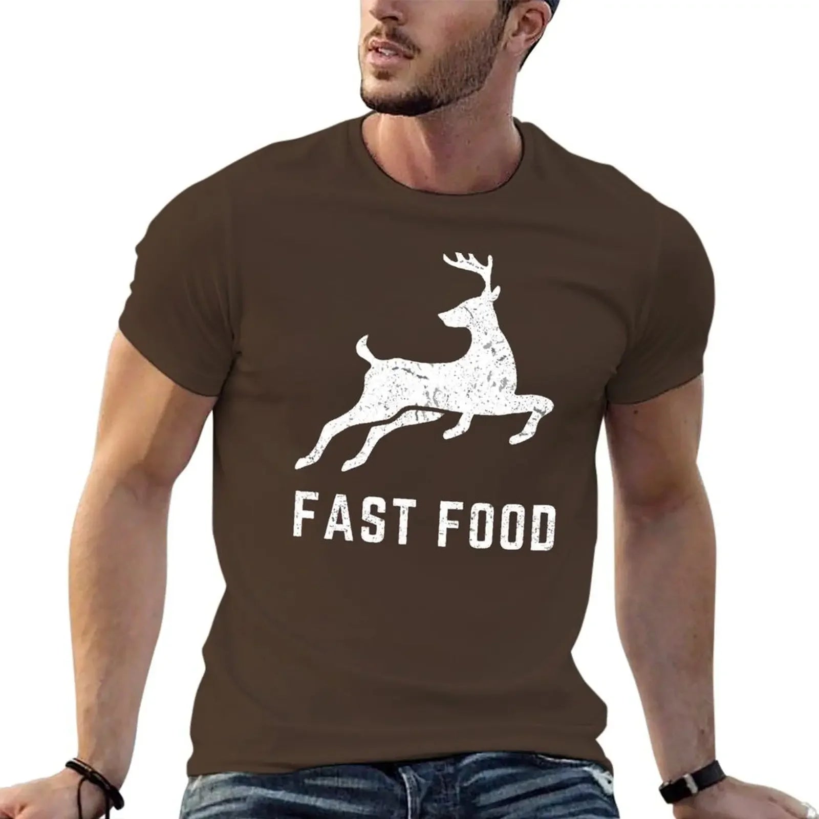 Fast Food Reindeer T-Shirt: Fun Graphic Tee for Men