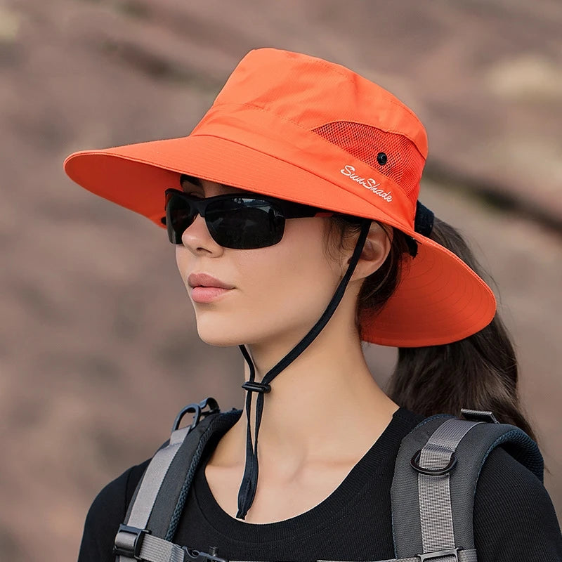 Adjustable Bucket Hat with a Hole for Ponytail