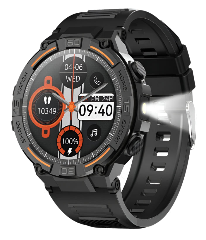 Outdoor Military Rugged Smartwatch – GPS, Bluetooth Calls & Fitness Tracking