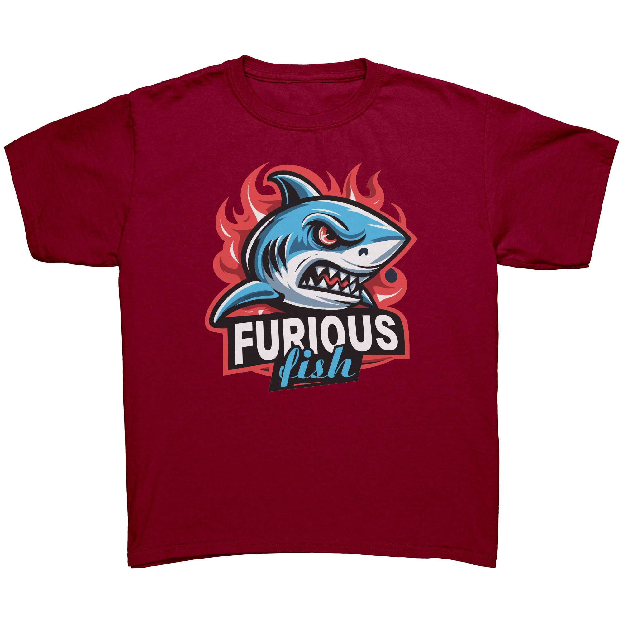 Dive into fierce fashion with Sammy the Shark T-Shirt – From the Exclusive 'Furious Fish' Collection (Children's Unisex)