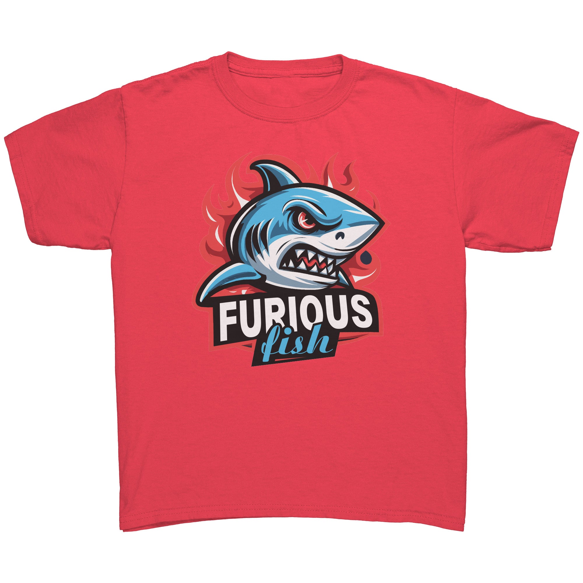 Dive into fierce fashion with Sammy the Shark T-Shirt – From the Exclusive 'Furious Fish' Collection (Children's Unisex)
