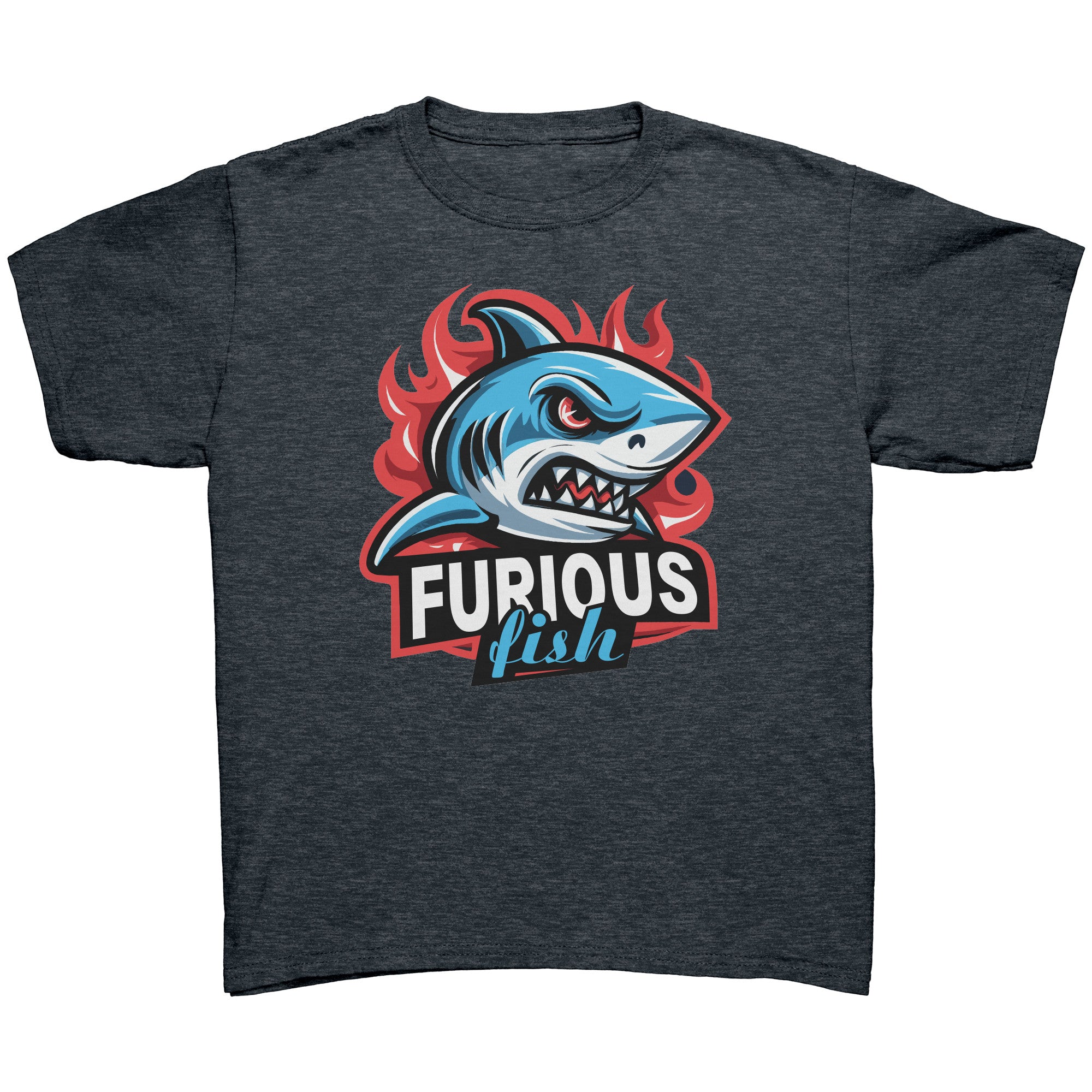 Dive into fierce fashion with Sammy the Shark T-Shirt – From the Exclusive 'Furious Fish' Collection (Children's Unisex)