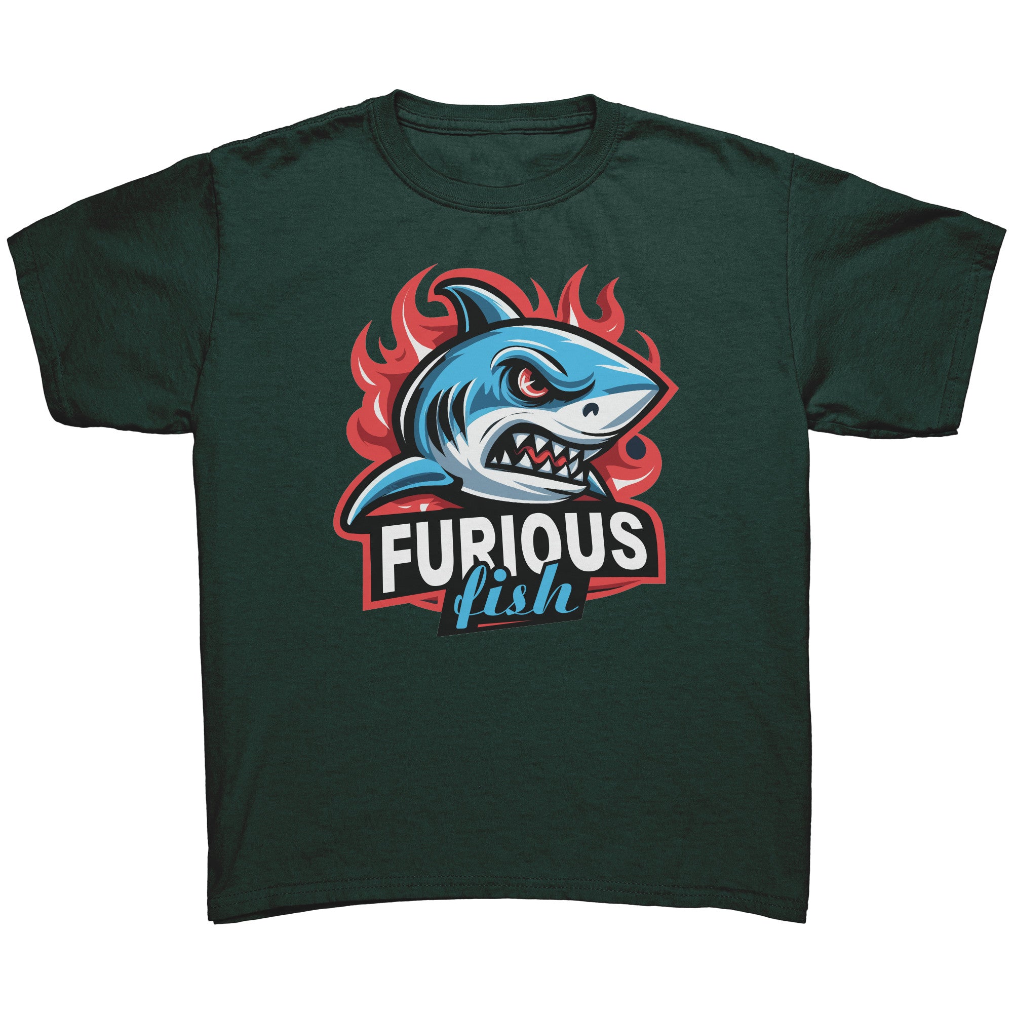 Dive into fierce fashion with Sammy the Shark T-Shirt – From the Exclusive 'Furious Fish' Collection (Children's Unisex)