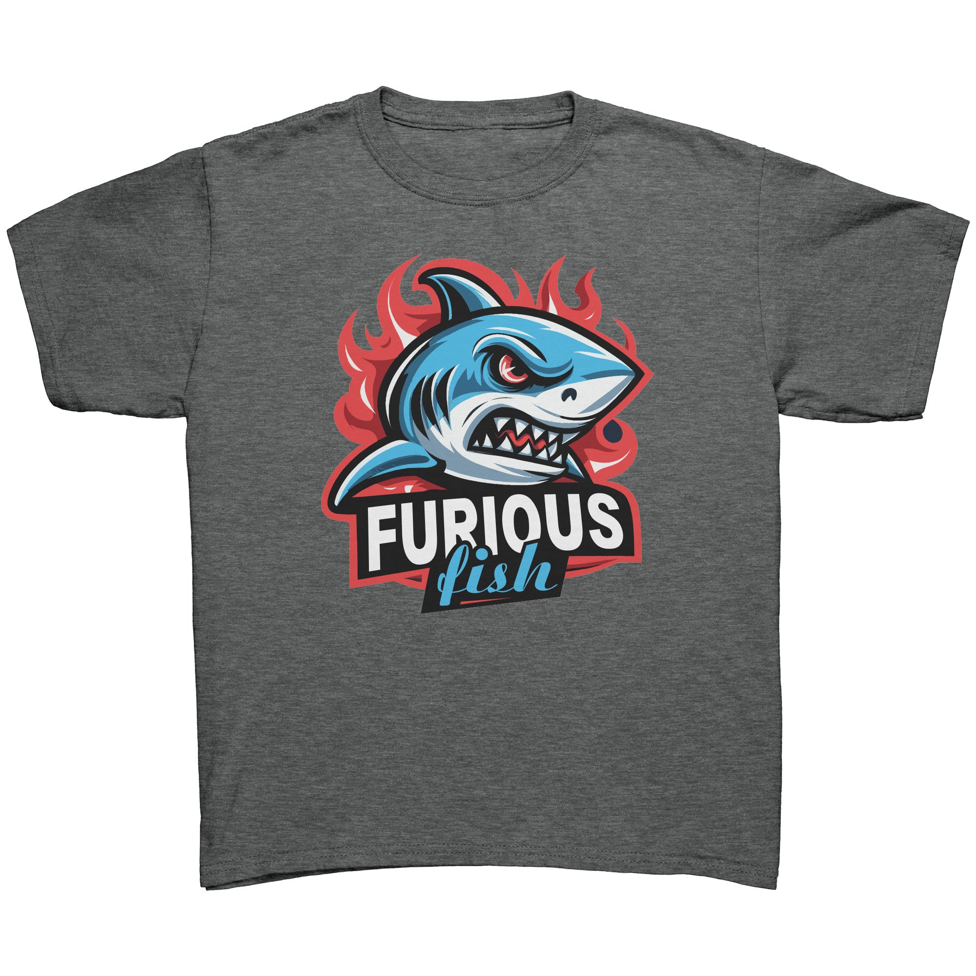 Dive into fierce fashion with Sammy the Shark T-Shirt – From the Exclusive 'Furious Fish' Collection (Children's Unisex)